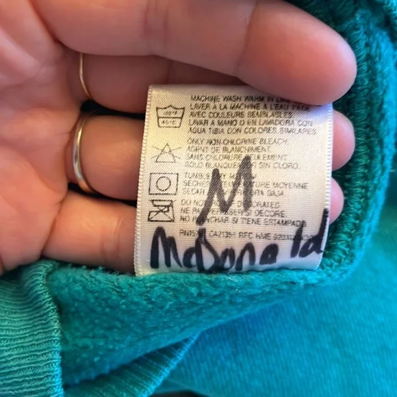 VINTAGE 90s Hanes Made in USA Teal Crewneck Sweatshirt Adult Large - Picture 6 of 7